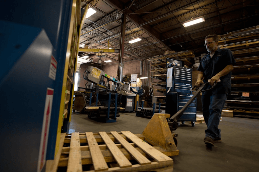 Using pallet jack Using pallet jack